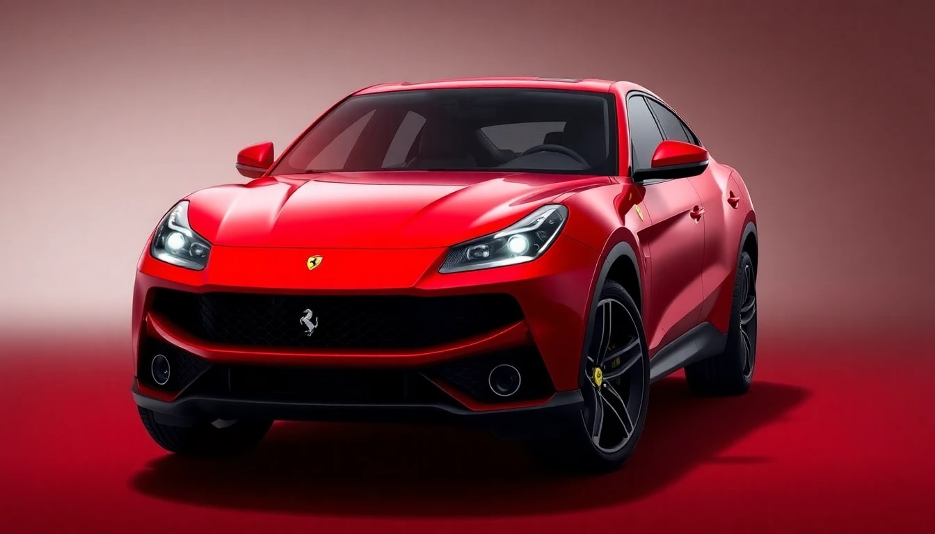 Ferrari Purosangue, SUV rouge flamboyant, vue de 3/4 avant